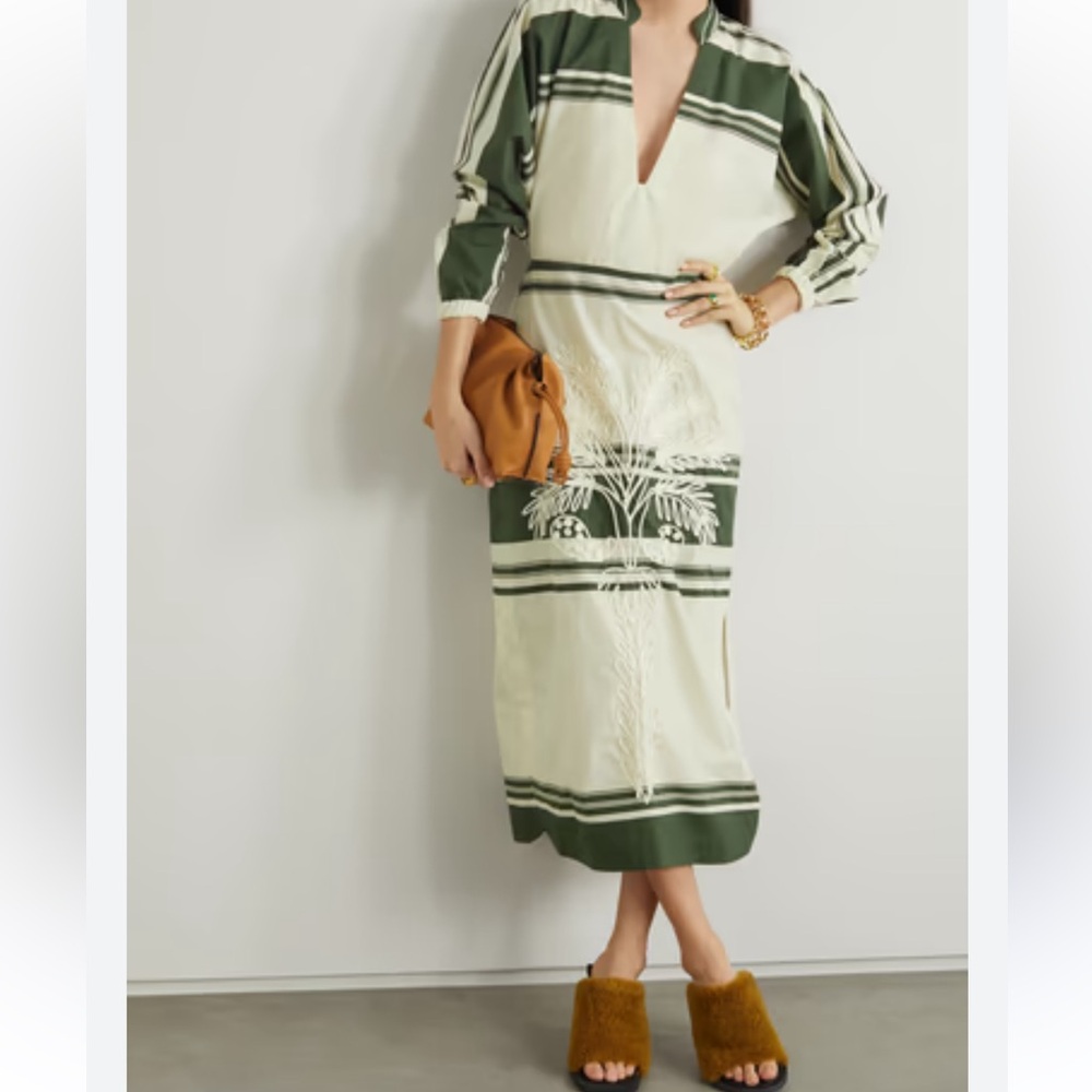 Johanna Ortiz green White Midi Dress size 6
